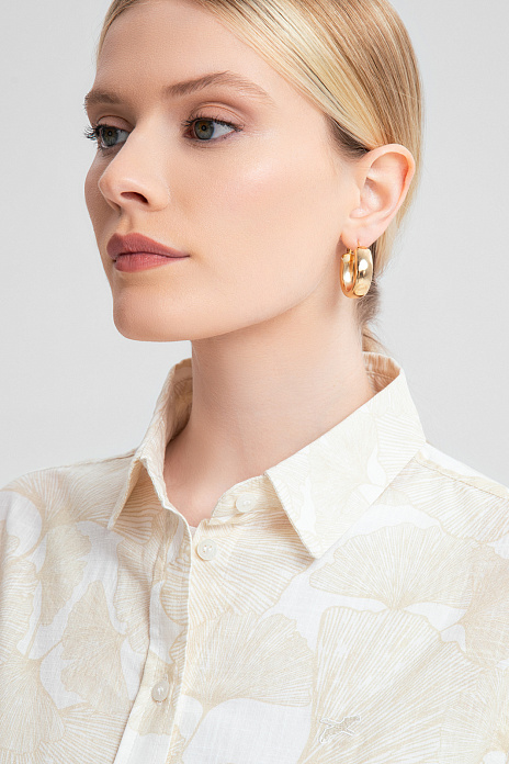 Рубашка из хлопка с узором, цвет Бежевый