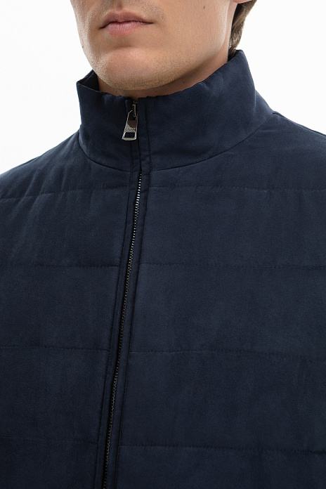 Жилет из алькантары утепленный стеганый демисезонный, цвет Синий темный