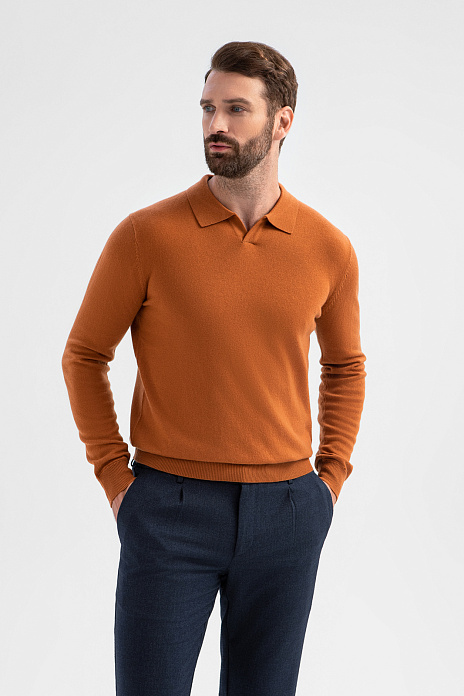 Джемпер поло из шерсти и кашемира, цвет Коричневый светлый