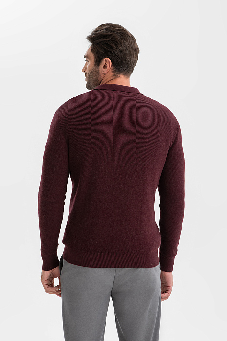 Джемпер поло из хлопка и кашемира, цвет Винный