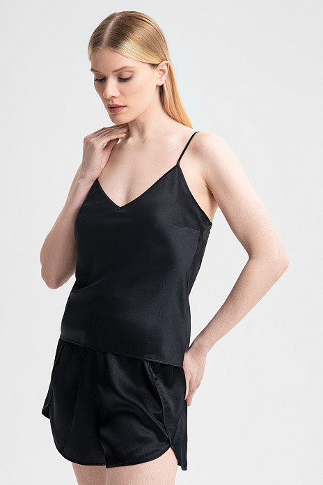 Топ пижамный из шелка, цвет Черный