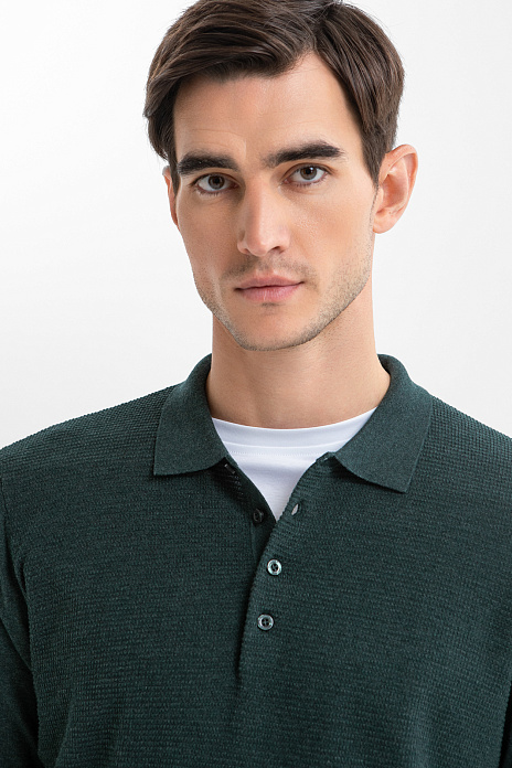 Джемпер поло из хлопка Пима, цвет Зеленый темный