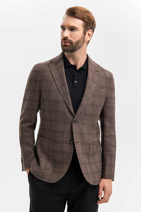 Пиджак из шерсти, льна и хлопка, лимитированная коллекция, цвет Коричневый