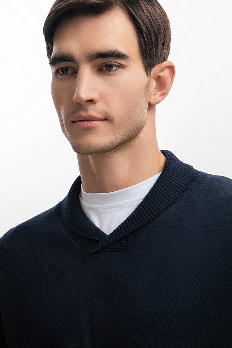 Джемпер из хлопка и кашемира, цвет Синий темный