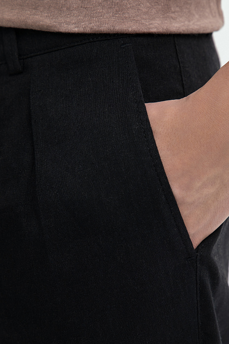 Брюки изо льна и шерсти, лимитированная коллекция, цвет Черный