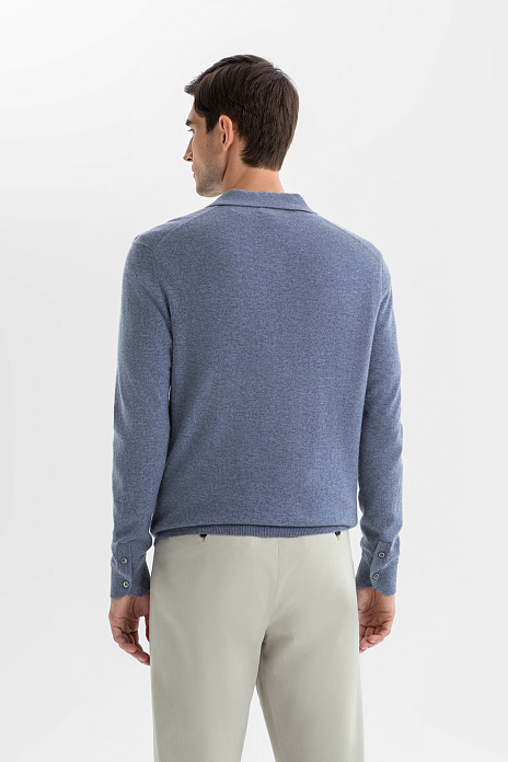 Джемпер поло из кашемира, лимитированная коллекция, цвет Голубой темный