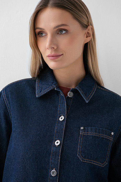 Джинсовая рубашка, цвет Синий темный