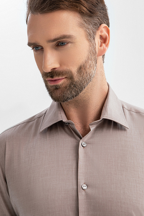 Бежевая сорочка из хлопка и лиоцелла, цвет Бежевый