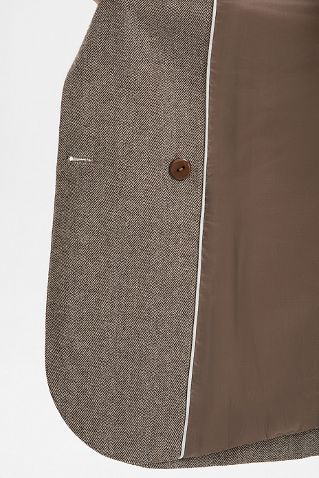 Пиджак из смесовой шерсти с узором шеврон, цвет Бежевый