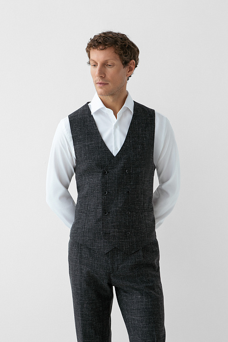 Жилет из шерсти, льна и шелка, цвет Антрацит