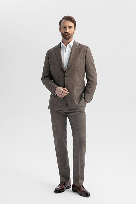 Костюм из шерсти, льна и шелка с водоотталкивающей обработкой, цвет 