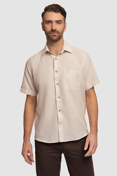 Сорочка с коротким рукавом изо льна и хлопка Getzner, цвет Бежевый