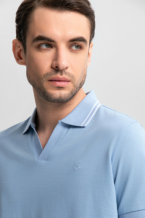 Поло из мерсеризованного хлопка, цвет Голубой