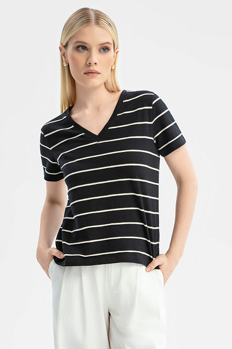 Футболка в полоску, цвет Черный
