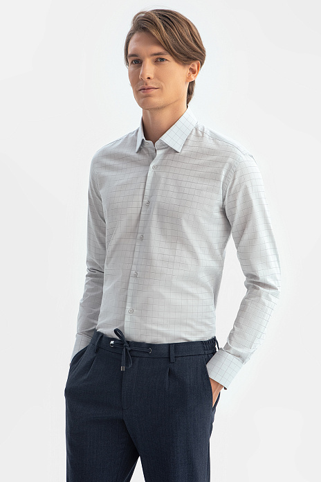 Сорочка из хлопка в клетку, цвет Серый