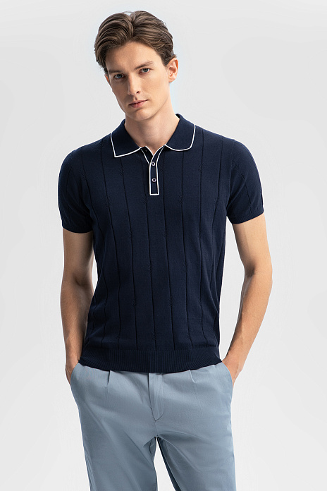 Поло из хлопка Пима, цвет Синий темный