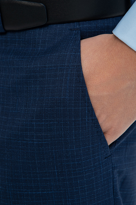 Брюки из шерсти и льна с водоотталкивающей обработкой, цвет Синий