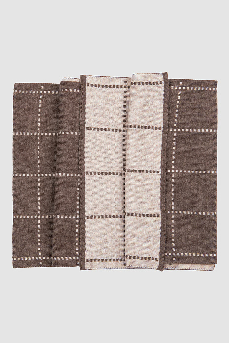 Шарф из шерсти в клетку коричневого цвета, цвет Коричневый меланж