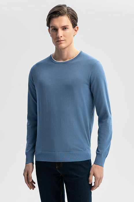 Джемпер из хлопка и льна, цвет Голубой светлый