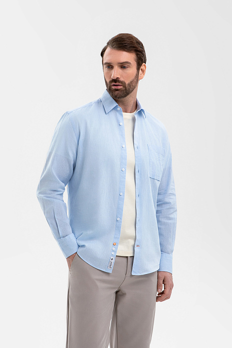 Сорочка изо льна и хлопка Getzner (Австрия), цвет Голубой светлый