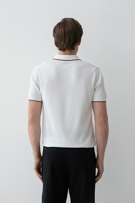 Поло из хлопка, шелка и льна, цвет Белый