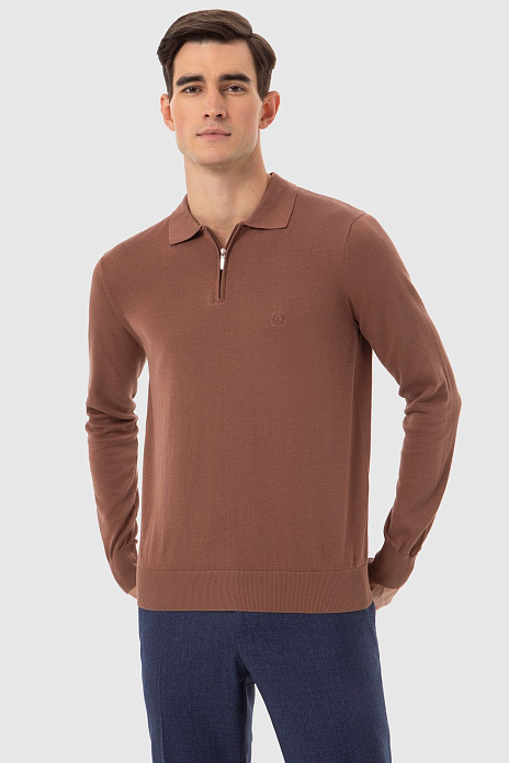 Поло из хлопка, шелка и льна, лимитированная коллекция, цвет Коричневый светлый