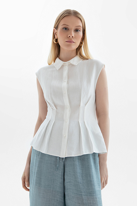 Блузка изо льна и вискозы, цвет Белый