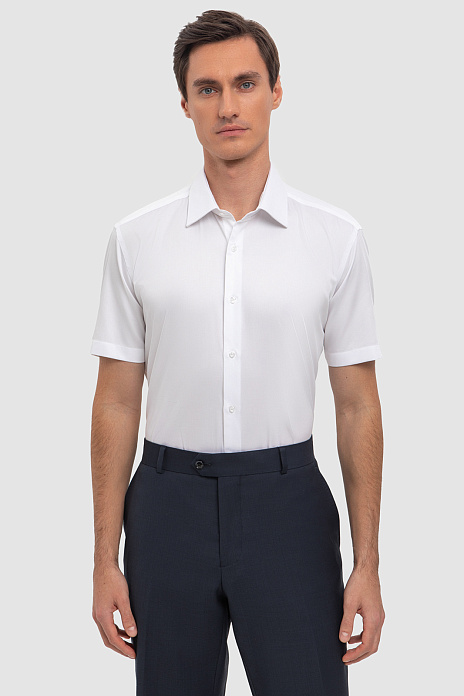 Белая сорочка с коротким рукавом из хлопка, цвет Белый